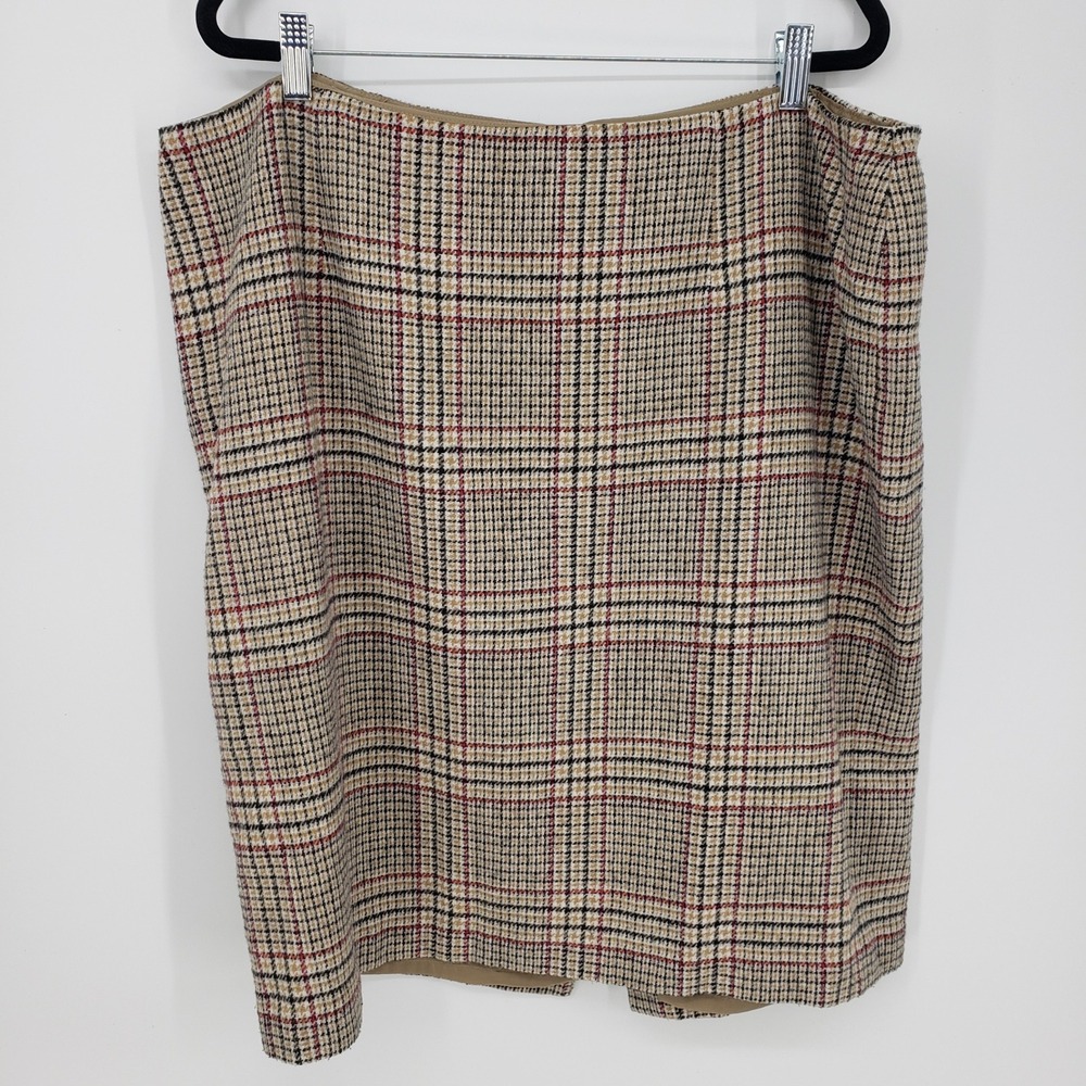 Talbots Woman Plaid Pencil Skirt Wool Blend Knee Length Business Casual Size 16W